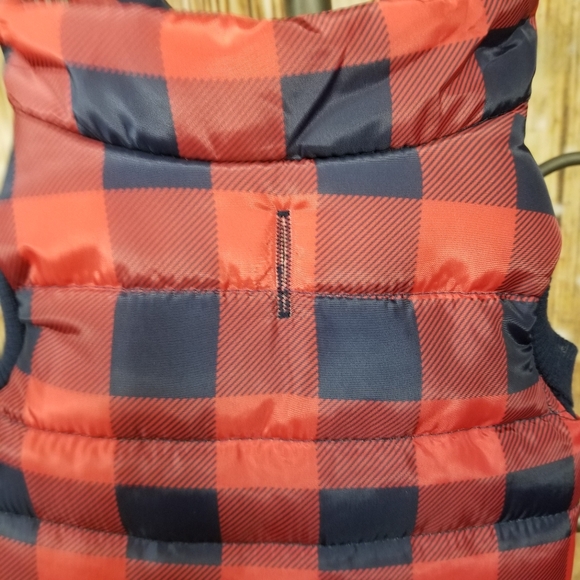 Gap Puffer Dog Vest Red/Navy Check Full Zip European Cut Winter - Picture 5 of 6